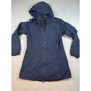 Women's Eddie Bauer Navy Trench Coat Rain Jacket Size Medium
